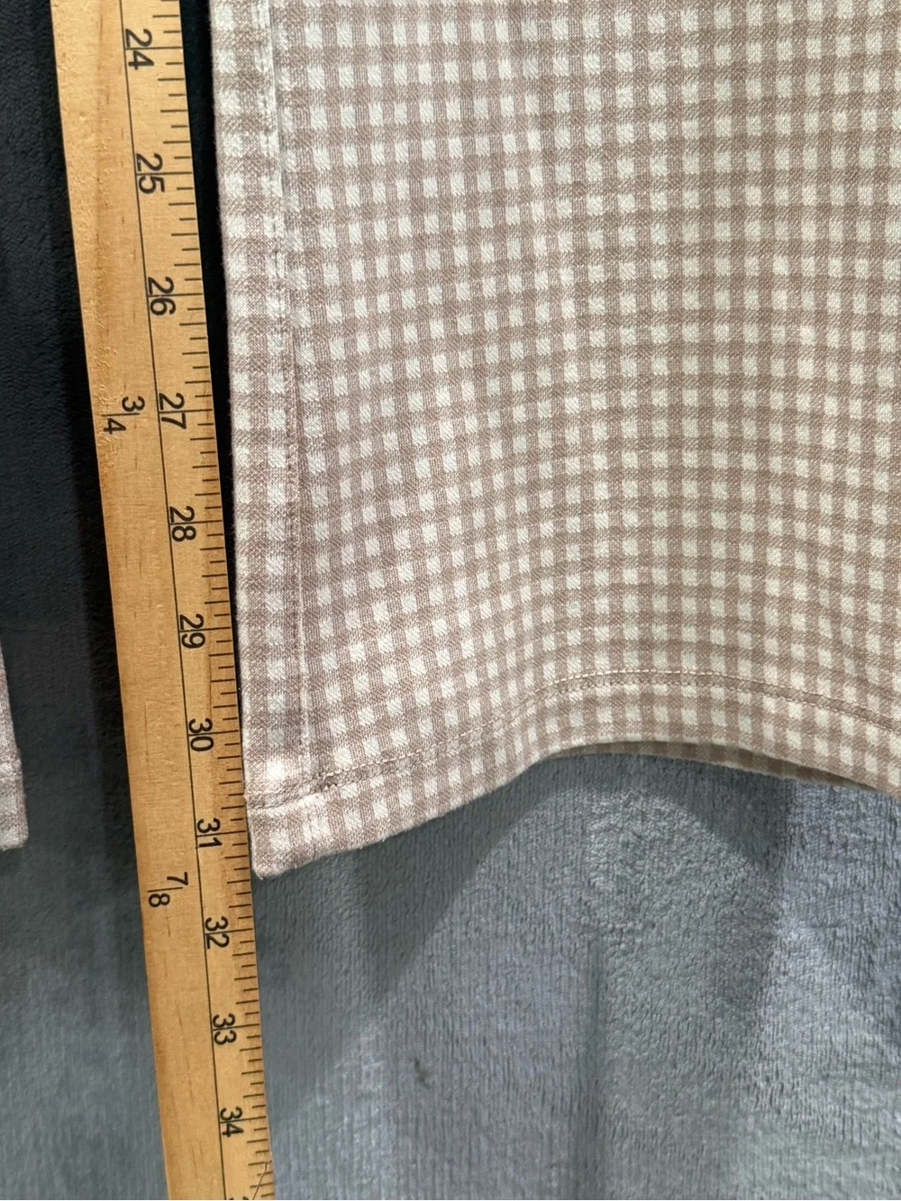 Betabrand‎ Wide Leg Dress Tan Gingham Check Yoga Pants Women’s Size L Retro